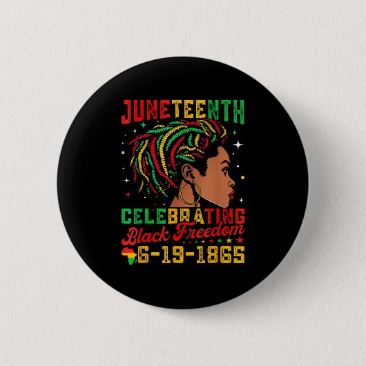 Juneteenth Flag Viering Black Freedom Juneteen Ronde Button 5,7 Cm (Voorkant)