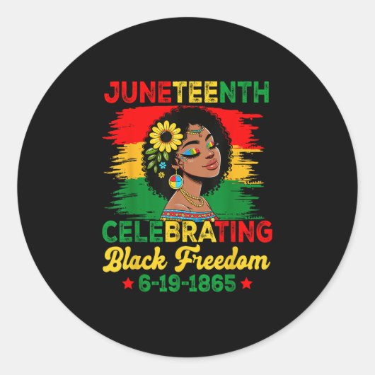 Juneteenth Flag Viering Black Freedom Juneteen Ronde Sticker (Voorkant)
