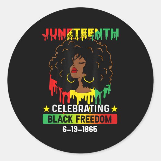 Juneteenth Flag Viering Black Freedom Juneteen Ronde Sticker (Voorkant)