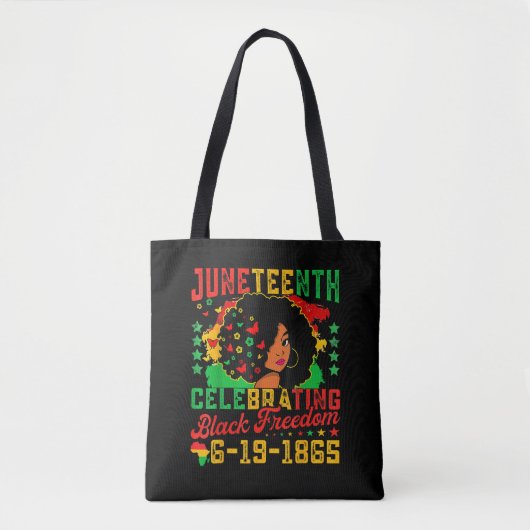 Juneteenth Flag Viering Black Freedom Juneteen Tote Bag (Voorkant)