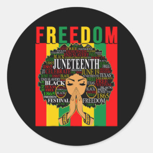 Juneteenth Free Black Melanin Queen Natural Afro H Ronde Sticker