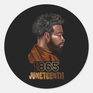 Juneteenth Freedom 1865 Melanin Afro Zwarte Mannen Ronde Sticker