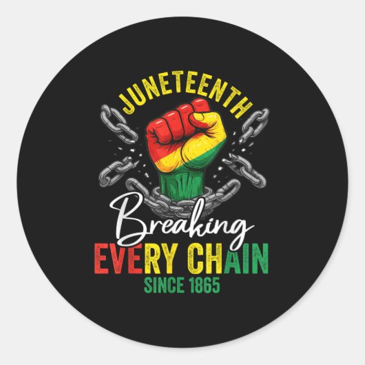 Juneteenth Freedom Breaking Chains sinds 1865 zwar Ronde Sticker (Voorkant)