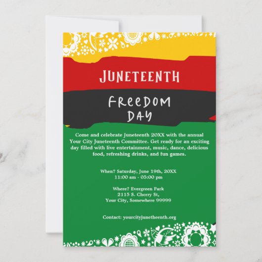 Juneteenth Freedom Day Stadsviering Fancy vlag Feestdagenkaart (Voorkant)