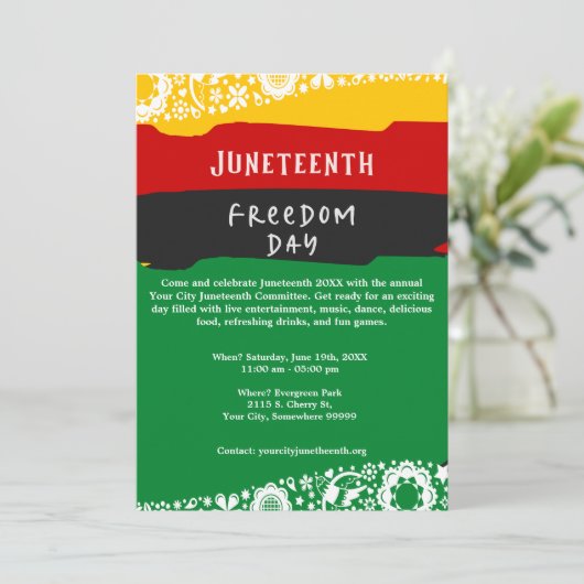 Juneteenth Freedom Day Stadsviering Fancy vlag Feestdagenkaart (Staand voorkant)