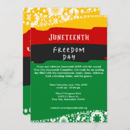 Juneteenth Freedom Day Stadsviering Fancy vlag Feestdagenkaart