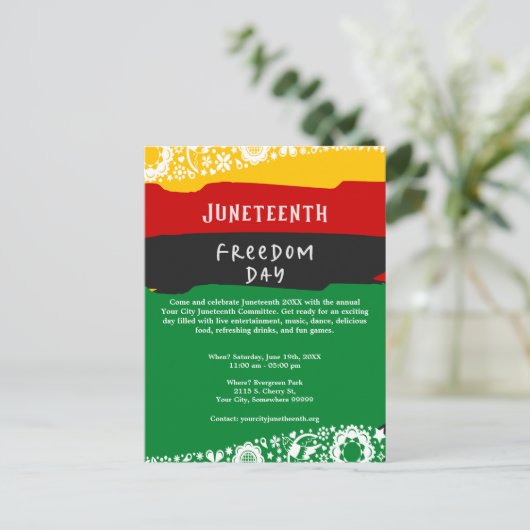 Juneteenth Freedom Day Stadsviering Fancy vlag Feestdagenkaart (Staand voorkant)