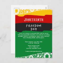 Juneteenth Freedom Day Stadsviering Fancy vlag Feestdagenkaart