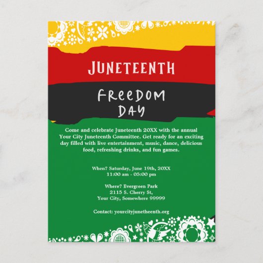 Juneteenth Freedom Day Stadsviering Fancy vlag Feestdagenkaart (Voorkant)