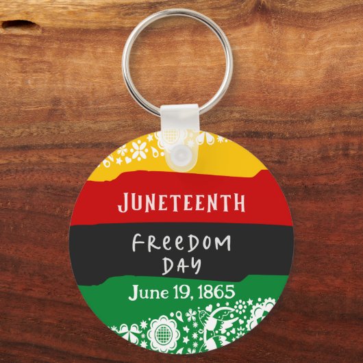 Juneteenth Freedom Day Stadsviering Fancy vlag Sleutelhanger (Achterkant)