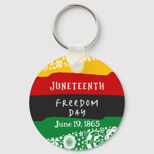 Juneteenth Freedom Day Stadsviering Fancy vlag Sleutelhanger (Achterkant)