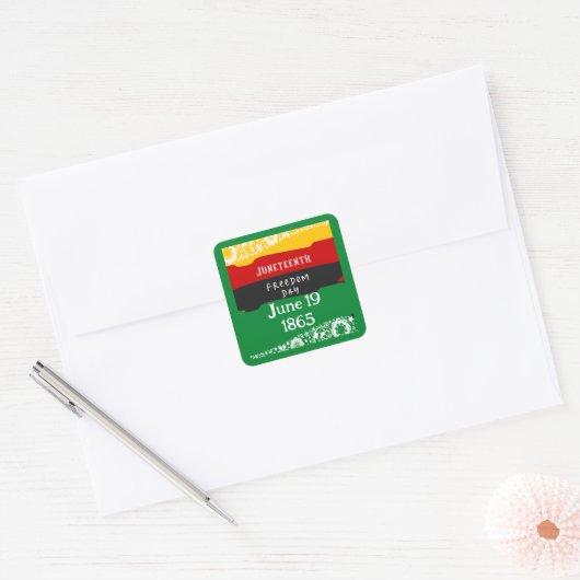 Juneteenth Freedom Day Stadsviering Fancy vlag Vierkante Sticker (Envelop)