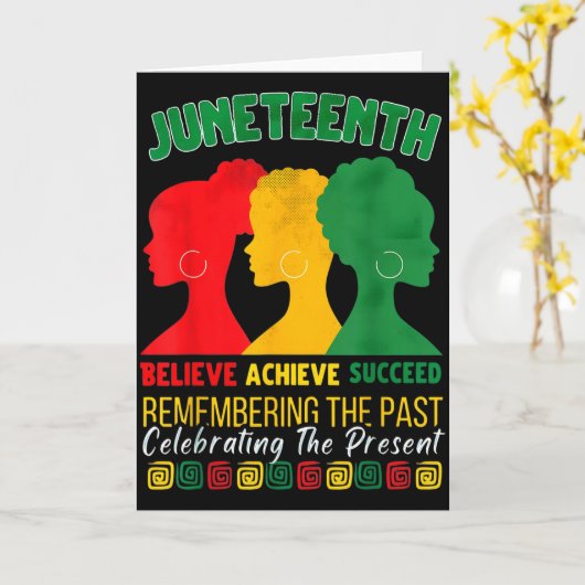 Juneteenth Geloof Bereiken Succes Afro Zwarte Gesc Kaart (Gele Bloem)