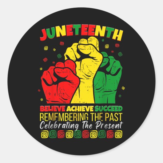 Juneteenth Geloof Succeed Pride 1865 Mannen Ronde Sticker (Voorkant)