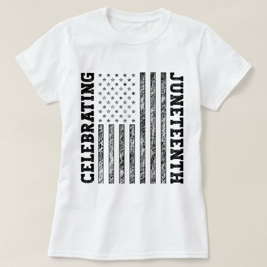 Juneteenth gevierde Amerikaanse vlag in nood T-shirt (Design voorkant)