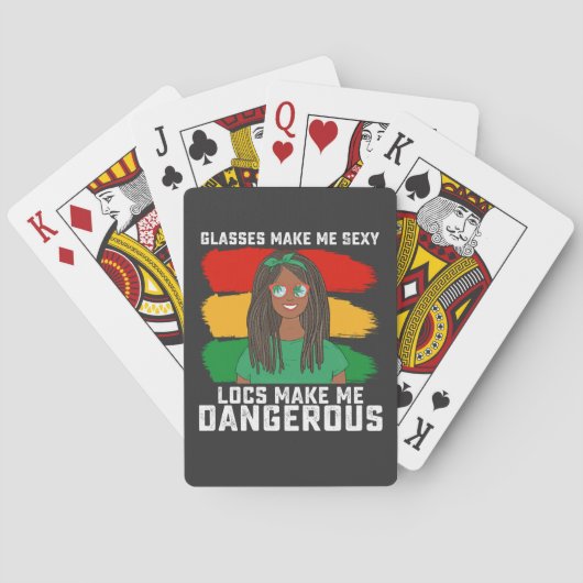 Juneteenth Glasses Locs maken me gevaarlijk Pokerkaarten (Achterkant)