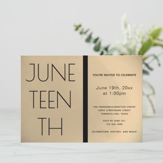 Juneteenth Gold Black Freedom Celebration Kaart (Staand voorkant)