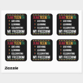 Juneteenth Growing Learning viert mijn vrijheid Vierkante Sticker (Vel)