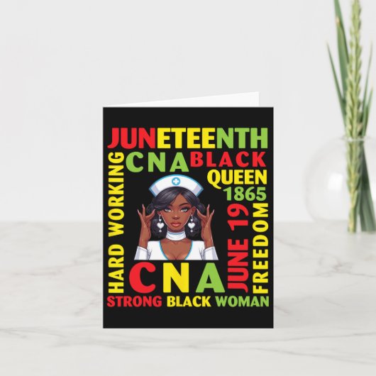 Juneteenth Hard Werkende Cna Zwarte Koningin Sterk Kaart (Voorkant)