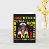 Juneteenth Hard Werkende Cna Zwarte Koningin Sterk Kaart (Gele Bloem)