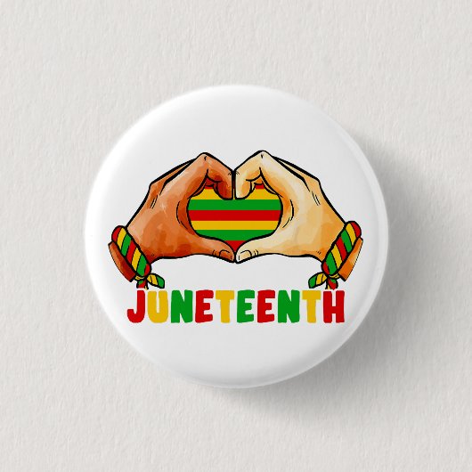 Juneteenth Hart Ronde Button 3,2 Cm (Voorkant)