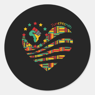 Juneteenth Heart Black History Afro American Afric Ronde Sticker