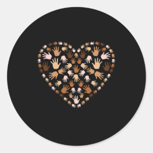 Juneteenth Heart Support Black Geschiedenis Maand Ronde Sticker