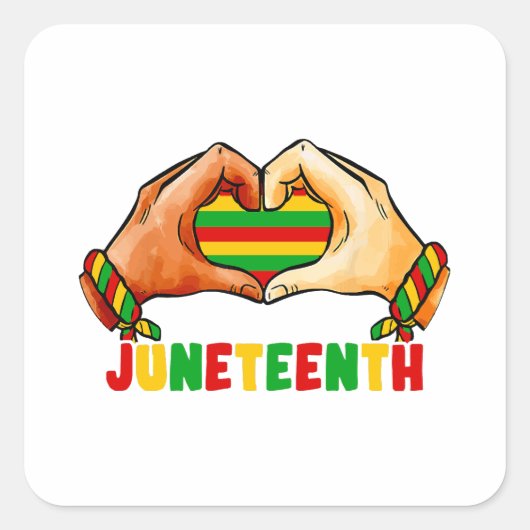 Juneteenth Heart Vierkante Sticker (Voorkant)