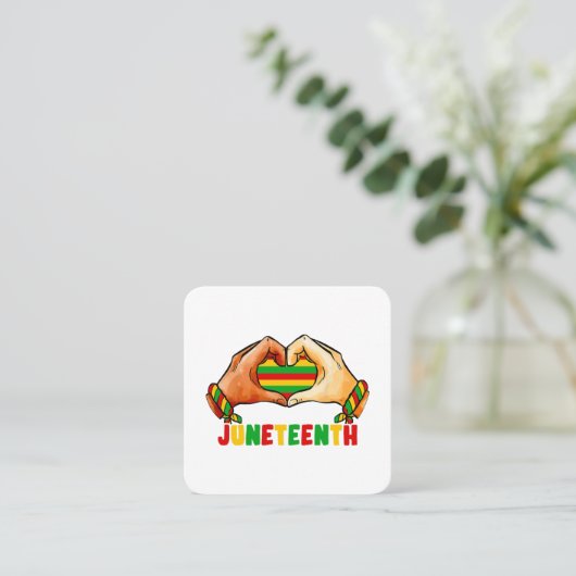 Juneteenth Heart Vierkante Visitekaartje (Staand voorkant)