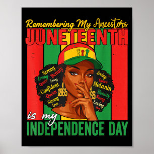 Juneteenth Herinneren Mijn Voorouders Zwarte Vrouw Poster