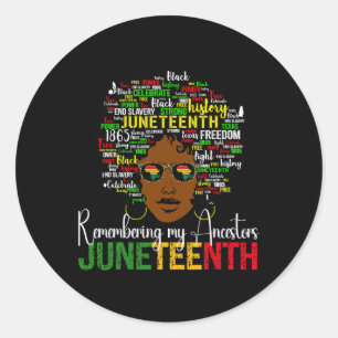 Juneteenth Herinnering aan mijn voorouders Afro Ha Ronde Sticker