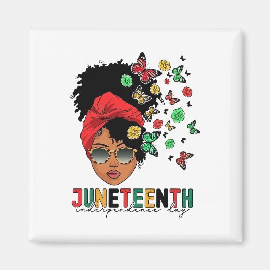 Juneteenth History Freedom Butterfly Melanie Black Magneet (Voorkant)