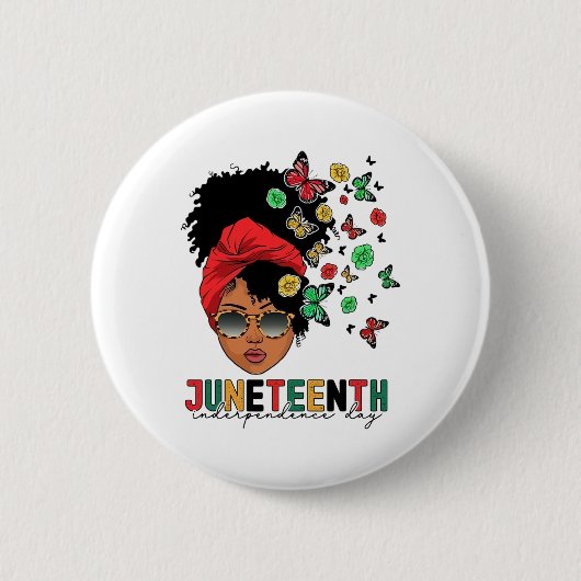 Juneteenth History Freedom Butterfly Melanie Black Ronde Button 5,7 Cm (Voorkant)
