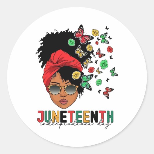 Juneteenth History Freedom Butterfly Melanie Black Ronde Sticker (Voorkant)