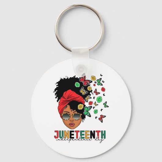 Juneteenth History Freedom Butterfly Melanie Black Sleutelhanger (Voorkant)