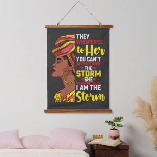 Juneteenth Ik Ben De Storm Melanin Zwart Meisje Hangend Wandkleed