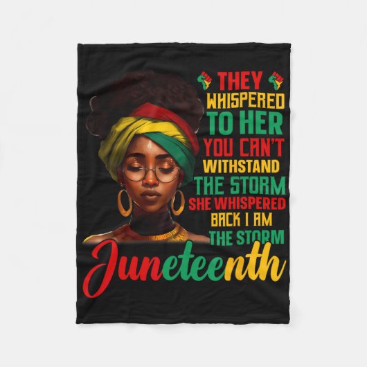 Juneteenth ik ben de storm zwarte vrouwen zwarte h fleece deken (Voorkant)