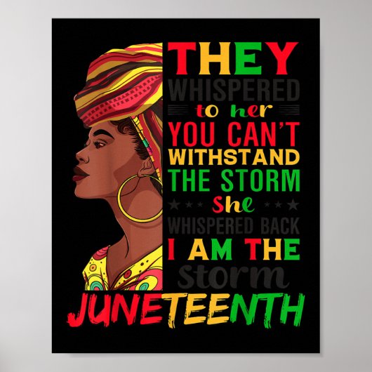 Juneteenth Ik ben het Storm Black Freedom Afro vro Poster (Voorkant)