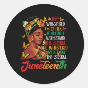 Juneteenth Ik ben het Storm Black Women Black Hist Ronde Sticker