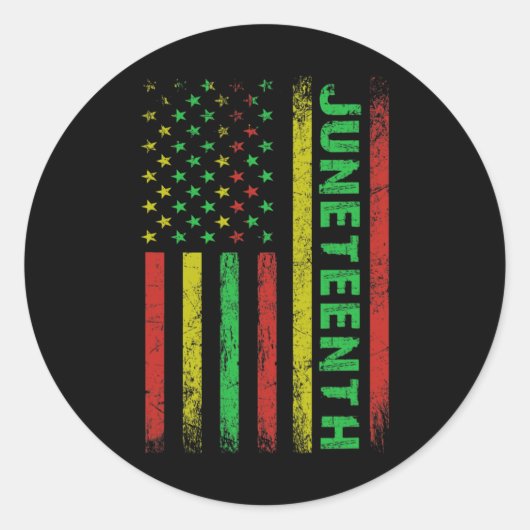 Juneteenth In A Flag Black Geschiedenis Juneteenth Ronde Sticker (Voorkant)