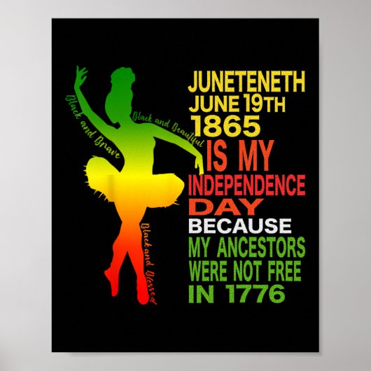 Juneteenth Independence Danser Zwart Meisje Baller Poster (Voorkant)