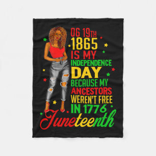 Juneteenth is mijn onafhankelijkheidsdag gratis zw fleece deken