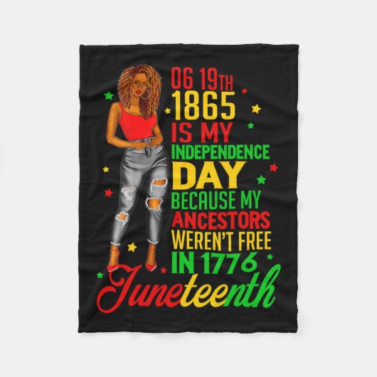 Juneteenth is mijn onafhankelijkheidsdag gratis zw fleece deken (Voorkant)