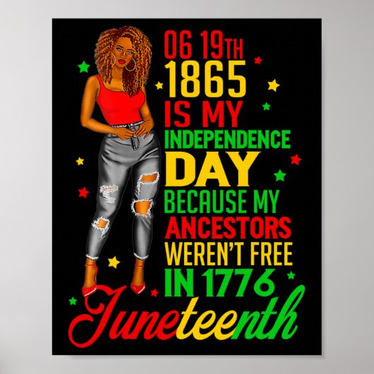 Juneteenth is mijn onafhankelijkheidsdag gratis zw poster (Voorkant)