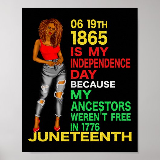 Juneteenth is mijn onafhankelijkheidsdag gratis zw poster (Voorkant)