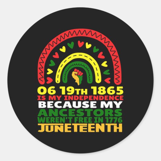 Juneteenth is mijn onafhankelijkheidsdag gratis zw ronde sticker (Voorkant)