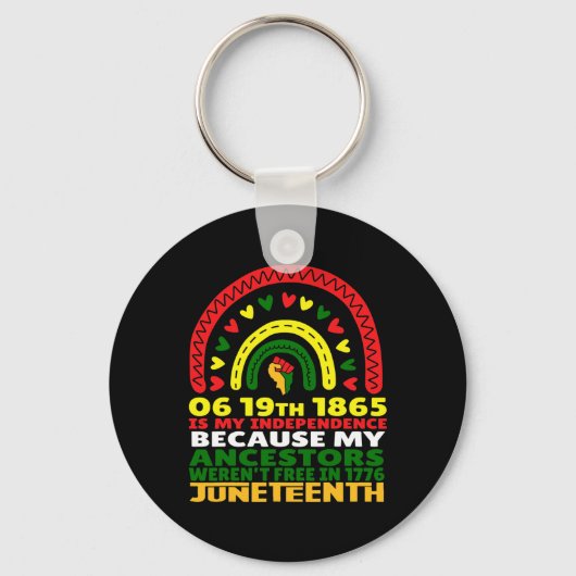 Juneteenth is mijn onafhankelijkheidsdag gratis zw sleutelhanger (Voorkant)