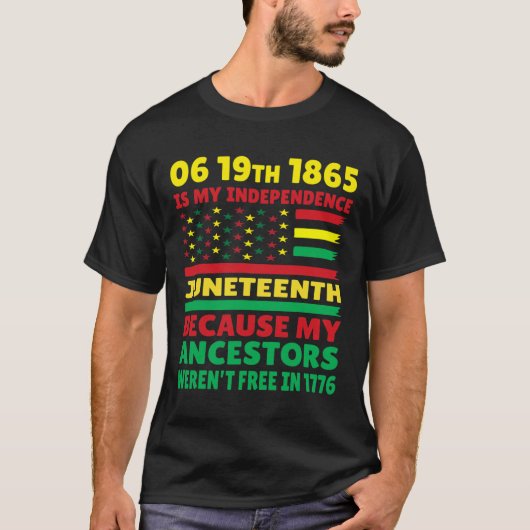 Juneteenth is mijn onafhankelijkheidsdag gratis zw t-shirt (Voorkant)