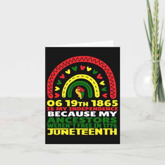 Juneteenth is mijn onafhankelijkheidsdag Roze Zwar Kaart (Voorkant)