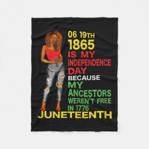 Juneteenth is mijn onafhankelijkheidsdag Vrije zwa Fleece Deken